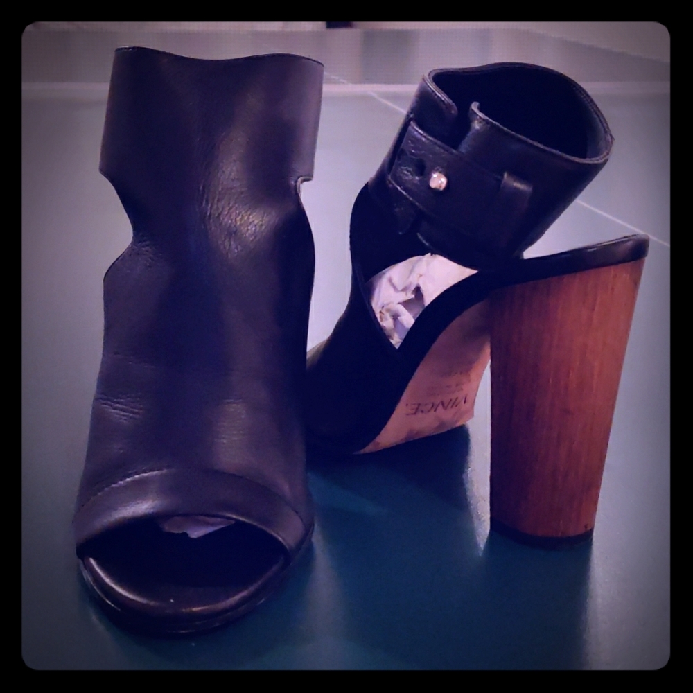 Vince Addie peep toe booties in black